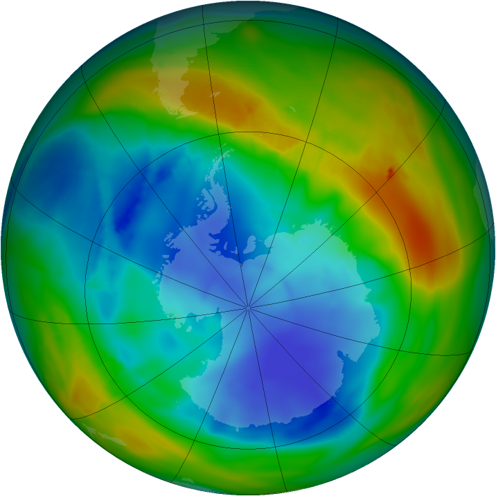 Antarctic ozone map for 07 August 2007